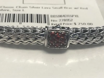 Pulsera pequeña cadena ovalada John Hardy de 6,5 mm con zafiro rojo tamaño GRANDE Foto 1 de 4