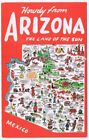 Postcard Howdy From Arizona Land Of The Sun Pictoral Map