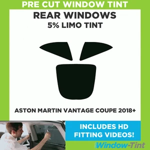 Tinte de ventana precortado para Aston Martin Vantage Coupe 2018 + 5% limusina negra película trasera - Imagen 1 de 6