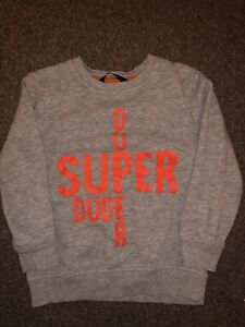 George Boys Super Duper Dude Grey Sweatshirt Age 3-4 Years