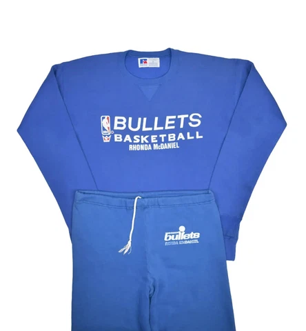 Vintage Washington Bullets Warm Up Suit Mens L Sweatshirt Sweatpants NBA Russell Cover