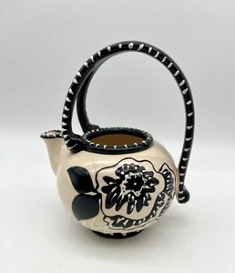 2012 Blue Sky Heather Goldminc Black Ivory Moriage Raised Flower Creamer Pot - Picture 1 of 6