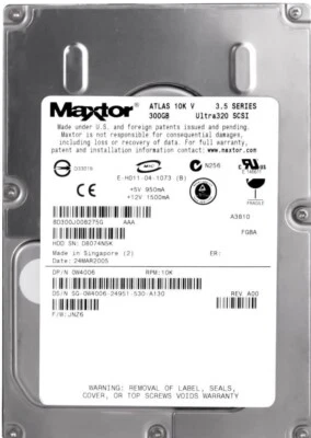 Hard Drive Dell 0W4006 W4006 300GB 10000U/Min 8MB SCSI U320 8D300J0 3.5'' Inch - Image 1 of 3