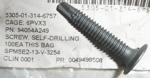 Cantidad. 100 tornillos 94054A249, autoperforación ejército de EE. UU. 5305-01-314-6757 TACOM Lowboy... - Imagen 1 de 2