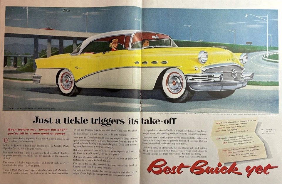 1955 Buick Roadmaster Super GM Automobile Century Dyna Flow Vintage Print Ad - Image 1 of 1