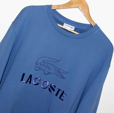 Lacoste 3XL (Fr8) Blue C-Neck, Pit To Pit 27.5"= 70cm, Logo Sweatshirt (V1266) - Image 1 of 4