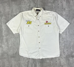 Vintage 90s NASCAR #28 White Button Down Shirt Competitive view size L - Picture 1 of 8