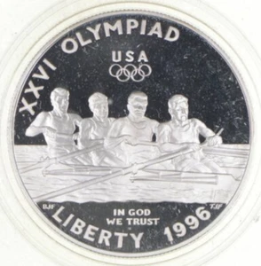 1996-P Proof Olympics Rowing Commemorative Silver Dollar $1 - Picture 1 of 2