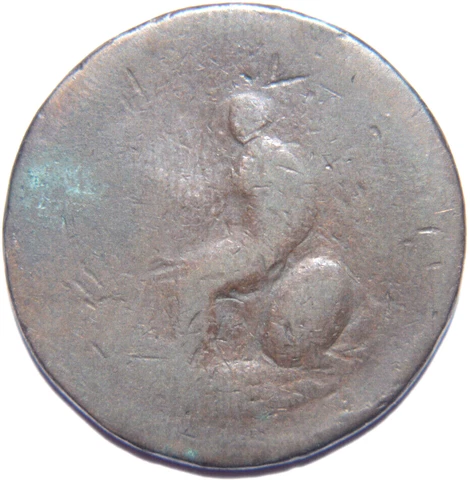 1739 Copper English Half Penny Colonial Era Small Bust Cover
