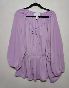 Blusa Lane Bryant Top Talla Grande 26 Crepé Lavanda Beauticurve Cintura Elástica Peplm - Imagen 1 de 11
