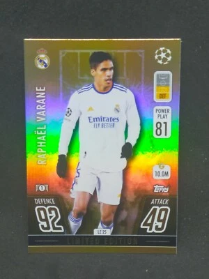 Raphaël Varane Foil n° LE 25 Real Madrid édition limitée TOPPS MATCH ATTAX - Photo 1/2
