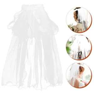 Two Layers Delicate White Flower Girl Communion Veils Hair Wreath - Picture 1 of 12