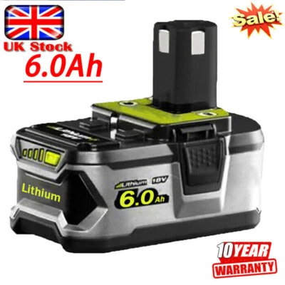 6.0Ah Lithium Battery For Ryobi 18V P108 RB18L40 RB18L50 P104 RB18L60 P108 New