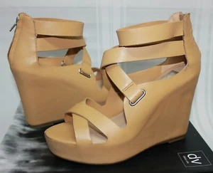 DV by Dolce Vita Jury Wedges Nude Burnished Leather Sandals 8.5 New! - Picture 1 of 6
