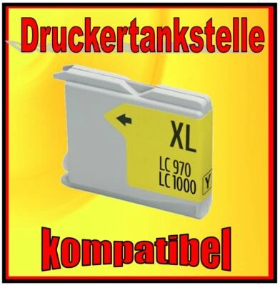 komp. Patrone für BROTHER DCP-130C 135C 150C 330C 350C ersetzt LC-970 LC-1000Y - Bild 1 von 2