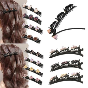 Women Double Layer Bangs Hairpin Hair Clip Headband Rhinestone Braided Barrette( - Picture 1 of 58