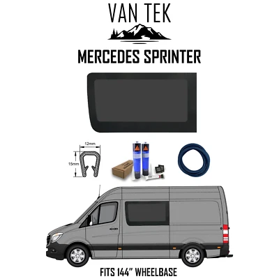 Mercedes Sprinter 144 DRIVER Side Solid Window FIT KIT AND U TRIM 2007 - 2018 - Image 1 of 4