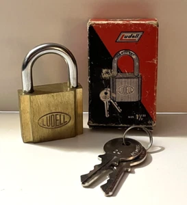 Ludell Brass Hardened Shackle Pin Tumbler Padlock ~ 2 Keys, Original Box, 1 1/2" - Picture 1 of 9