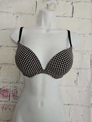Sujetador push-up a lunares Victoria's Secret talla 34D blanco y negro ajustable Correa Foto 1 de 4