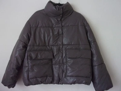 New Only Plum Kitten Taupe Onlanja Faux Leather Oversize Puffer Jacket Size: M - Image 1 of 4