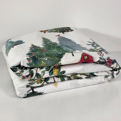 POTTERY BARN Christmas in the Country Duvet Cover KING/ CAL KING Farmhouse #939 - Image 1 of 4