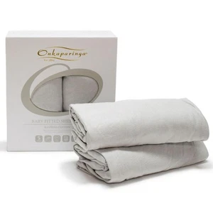 Onkaparinga Bamboo Cotton Jersey Fitted Sheet, Pack of 2 (Silver) - Bassinet - Picture 1 of 1