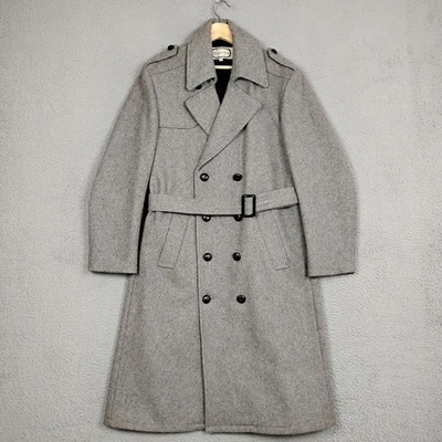 Gabardina Alexander Ross Para Hombre 44 Gris Mezcla Lana Doble Pecho Hecha en EE. UU. Foto 1 de 4