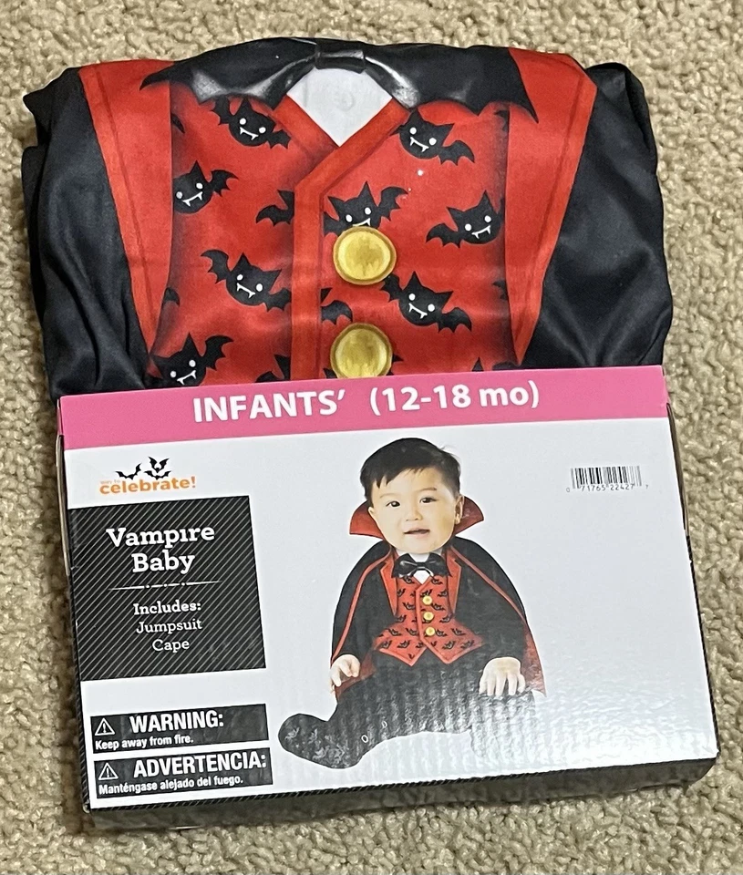 Vampire Baby Costume Infants Size (12-18 Months) Includes Jumpsuit and Cape - Image 1 of 1