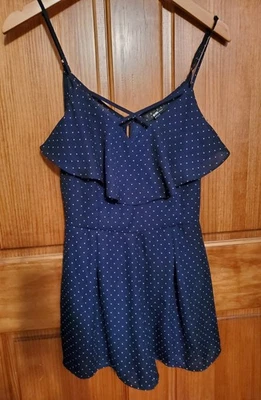 Trixxi 海军蓝波点连衫裤女式 LG,适合中号,来自 Francescas — 第 1/4 张图片