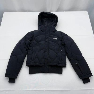 The North Face Bomber 600 Goose Down Puffer Jacket Women Small Black Hooded Coat - Image 1 of 4