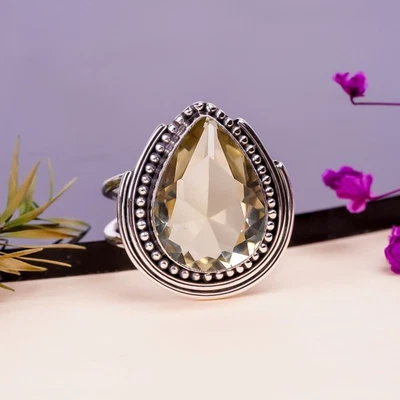 Increíble anillo de plata esterlina 925 maciza con piedras preciosas de cuarzo ahumado joyería genial V11582 Foto 1 de 4