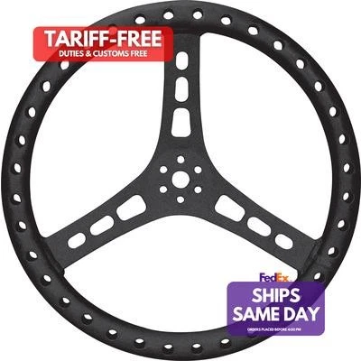 Quickcar 68-006, One Black Aluminum 15In Steering Wheel L/W Aluminum Black Perfo - Image 1 of 4