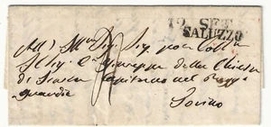 Sardegna - Prefilatelica del 1843 per Torino con bollo nero di Saluzzo con data - Picture 1 of 3