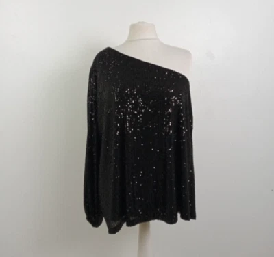Live Unlimited Women's Top Size 24 Black Sequin One Shoulder RRP£69 New F2 - Image 1 of 4