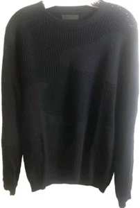 Suéter perforado de algodón con parches de punto abierto manga larga talla M azul de Asos para hombre - Imagen 1 de 8