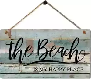 Vintage Beach Decor Plaque with Coastal Themed Wall Decor Beach Signs-The Beach - Picture 1 of 3