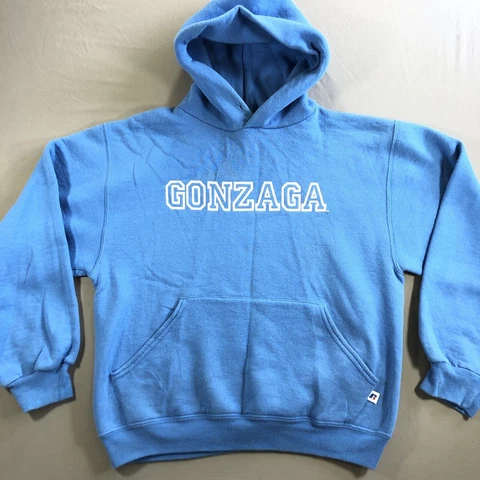 VTG 90's Russell Athletic Gonzaga Bulldogs Hoodie Sweatshirt Mens S Blue Cover