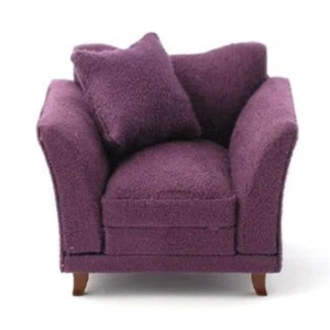Sillón de ciruela suave para casa de muñecas escala 12 - Imagen 1 de 1