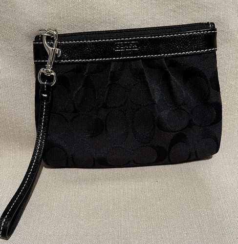 Borsa da polso Coach Jacquard tessuto firma nera C