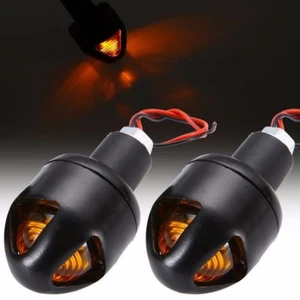 2 X Clignotant Guidon Noir a Led MOTO ROADSTER HARLEY CAFE RACER CUSTOM BOBBER - Foto 1 di 3