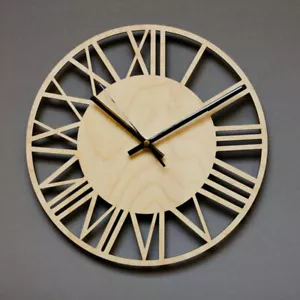 40cm 16" Wood Large Roman Numeral Silent Wall Clock Unique Modern Decor Gift - Picture 1 of 5