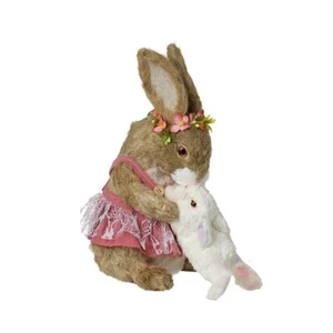 Heaven Sends Mr & Mrs Rabbit Mummy and Baby Rabbit Easter Decoration Figurine - Picture 1 of 1
