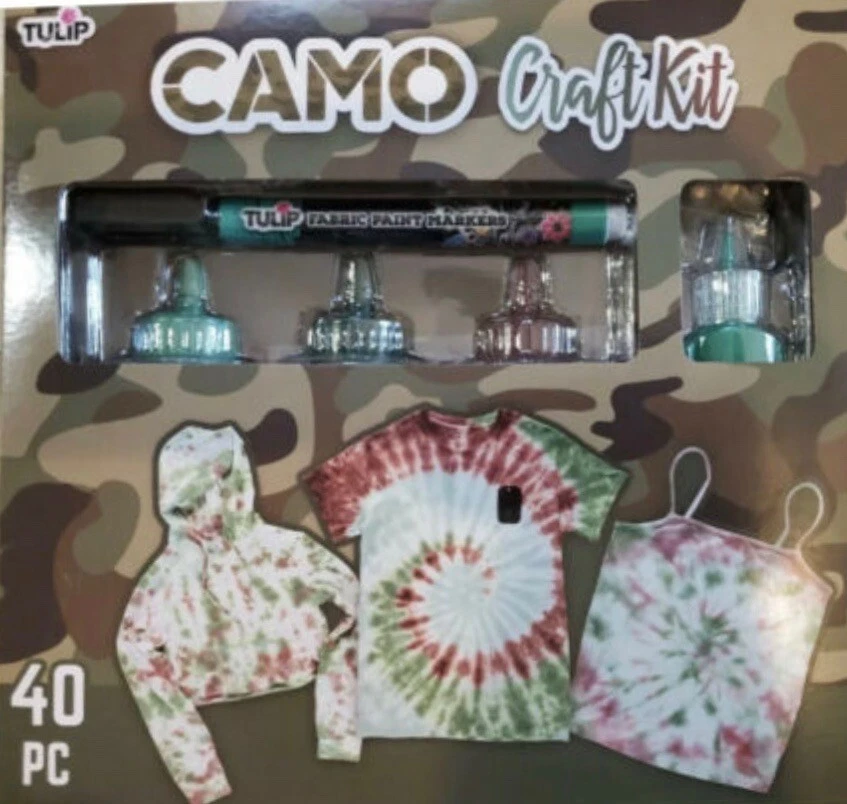 Tulip Tie Dye Camo Craft Kit, (Army Green, Green and Rust Brown), 40 Pieces - Image 1 of 1