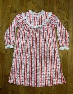 LANZ OF SALZBURG Nightgown Size XS (4/5) Red Flannel Eyelet Polar Express - Picture 1 of 7