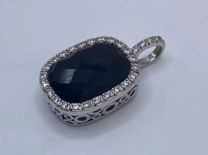 Joseph Esposito ESPO Sterling Silver Clear CZ Black Onyx Stone Pendant - Picture 1 of 4