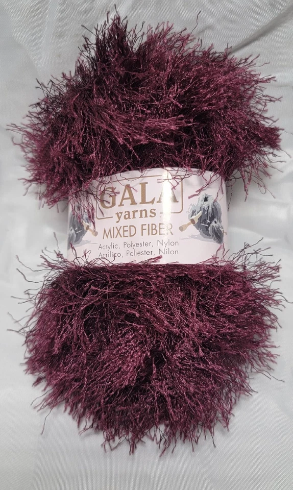 I Gala Yarns  Skein Mixed Fiber Eyelash Burgandy Wine 50gr  - Image 1 of 4