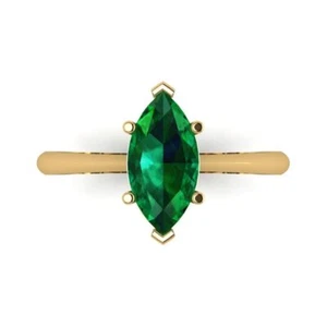 1.50 ct Marquise Cut Simulated Emerald Stone Bridal Promise Ring 14k Yellow Gold - Picture 1 of 11