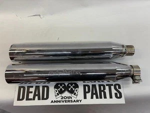 Harley Dyna blunt cut Screamin Eagle slip-on exhaust mufflers pipes 80168-97 - Picture 1 of 5