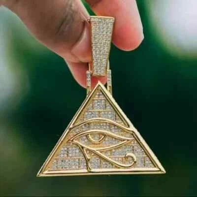 3 克拉圆形切割模拟钻石 14k 黄金饰面男式迷人吊坠 — 第 1/4 张图片