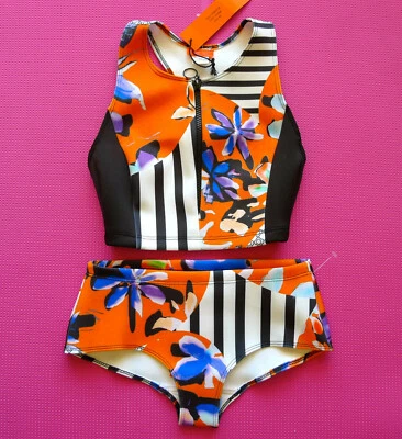 CLOVER CANYON Baño DISCOS FLORALES BIKINI XS Dos Piezas NEOPRENO TRAJE DE BAÑO ¡TRAJE! Foto 1 de 4